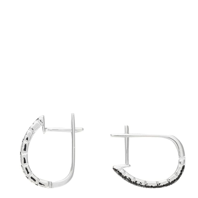 Le Diamantaire Silver/Black Dimamond Hoop Earrings