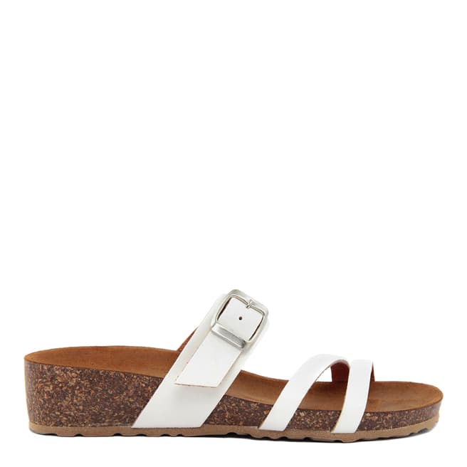 LAB78 White Leather Triple Strap Footbed