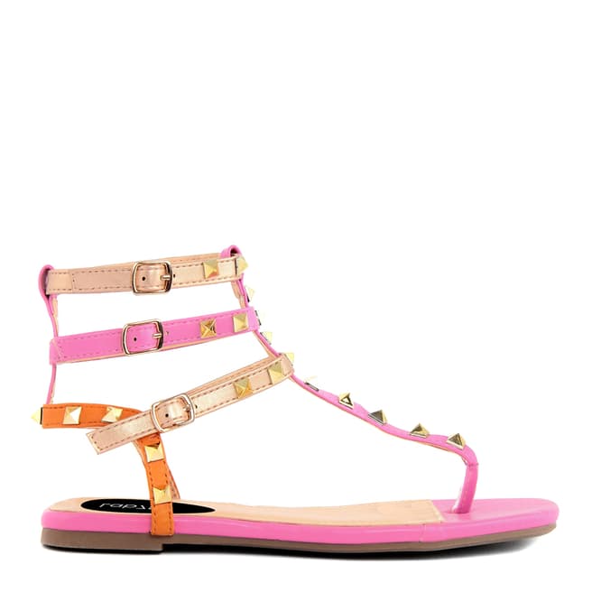 LAB78 Multi Pink Studded Toe Post Sandals