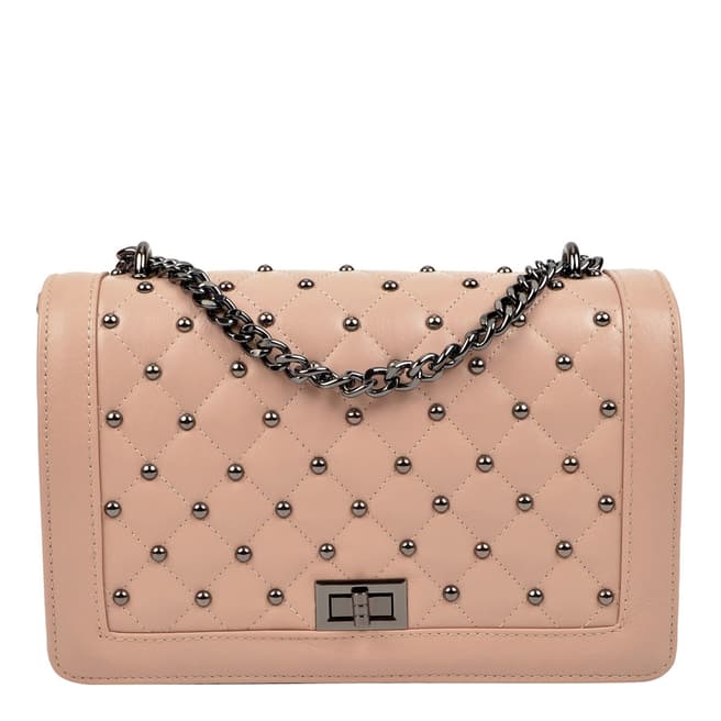 Isabella Rhea Pink Leather Stud Design Shoulder Bag