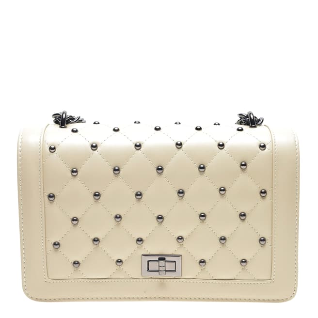Luisa Vannini Beige Leather Stud Design Shoulder Bag