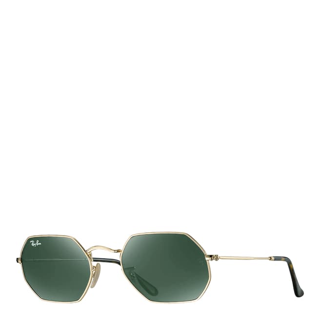 Ray-Ban Unisex Polished Gold/Green Classic Octagonal Ray-Ban Sunglasses 53mm