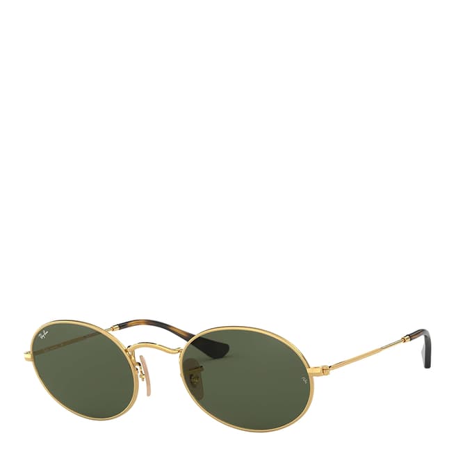 Ray-Ban Unisex Polished Gold/Green Classic Oval Flat Ray-Ban Sunglasses 48mm
