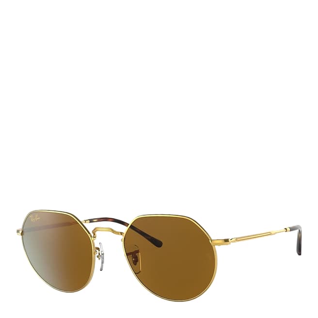 Ray-Ban Unisex Gold/Brown Classic Jack Ray-Ban Sunglasses 53mm