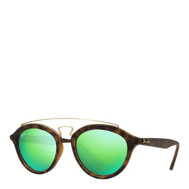 Ray-Ban Unisex Matte Havana/Green Mirror New Gatsby Ray-Ban Sunglasses 50mm
