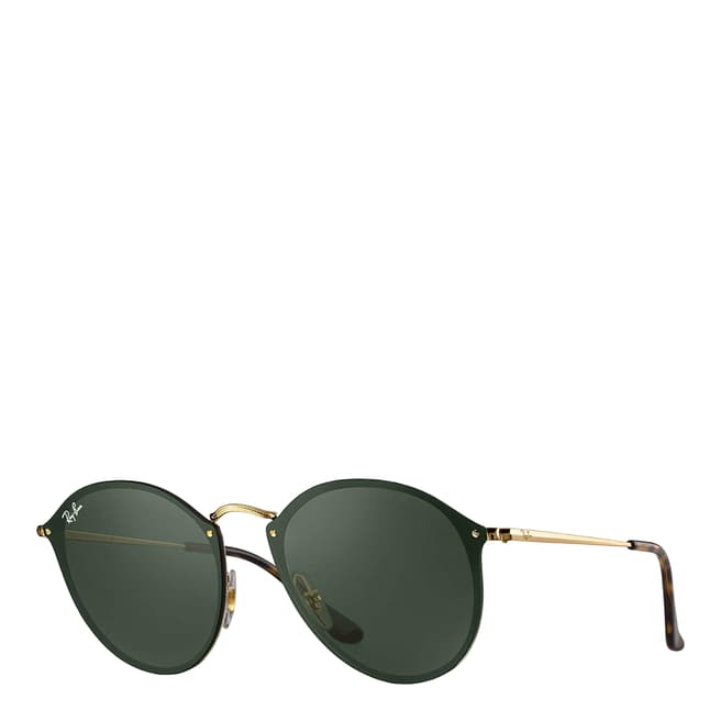 Ray-Ban Unisex Polished Gold/Green Classic Blaze Round Ray-Ban Sunglasses 59mm