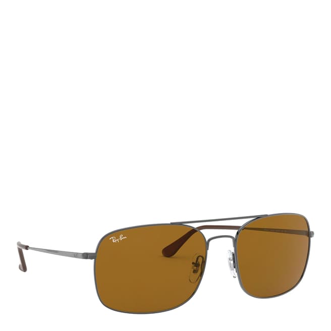 Ray-Ban Men's Gunmetal/Brown Solid Colour Ray-Ban Sunglasses 60mm