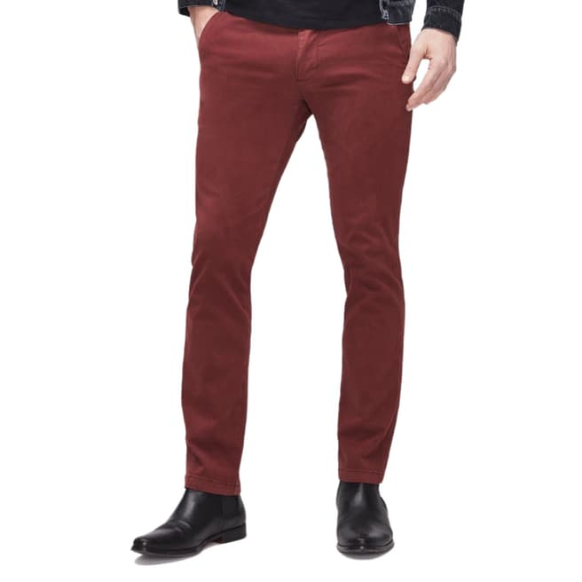 7 For All Mankind Burgundy Slimmy Sateen Chino