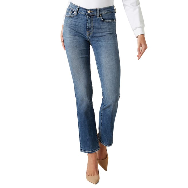 7 For All Mankind Mid Blue Straight Leg Stretch Jeans