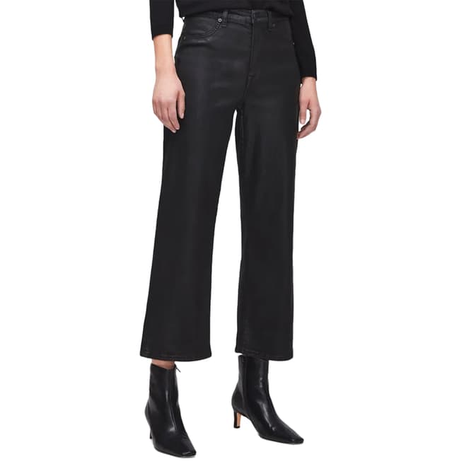 7 For All Mankind Black Alexa Coated Cropped Stretch  Jeans