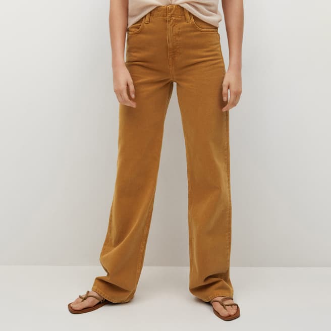 Mango Brown Wide Leg High Waist Jeans