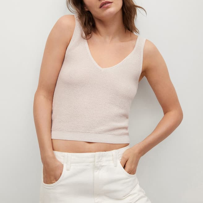 Mango Light/Pastel Grey Knitted Cropped Top