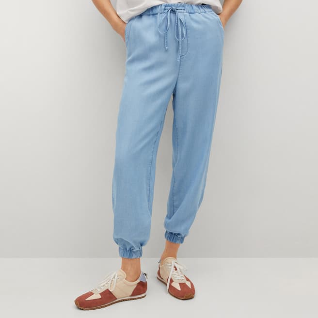 Mango Medium Blue Elasticated Trousers
