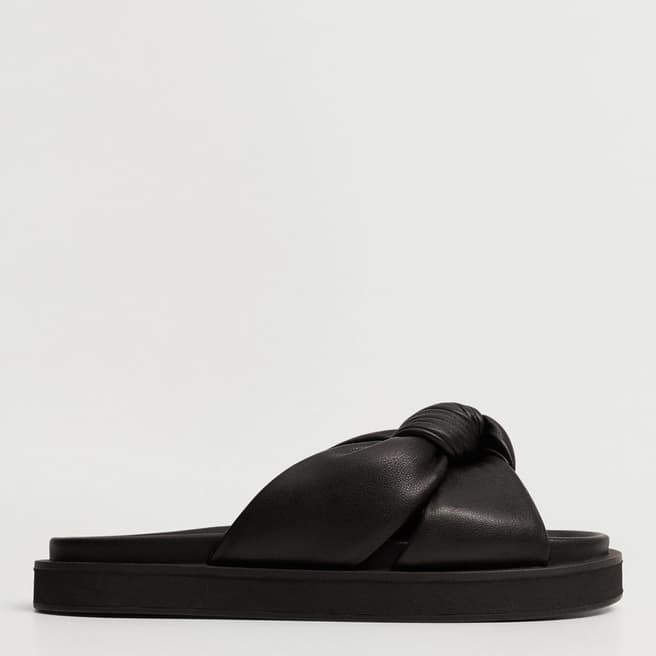 Mango Black Flatform Knot Sandals