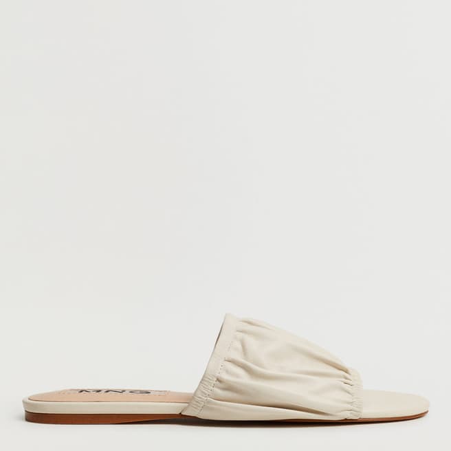 Mango Cream Leather Ruched Slide Sandals
