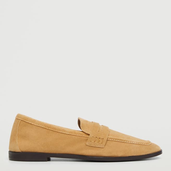 Mango Sand Suede Penny Loafers