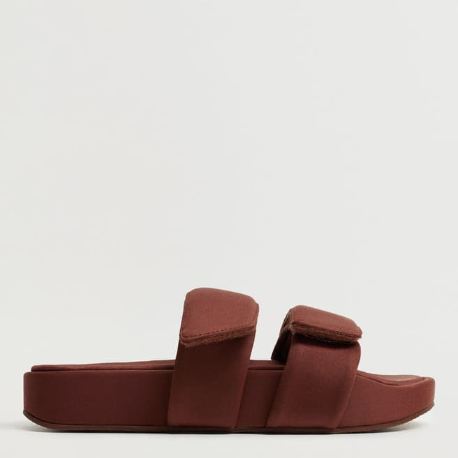 Mango Brown Padded Double Strap Sandals