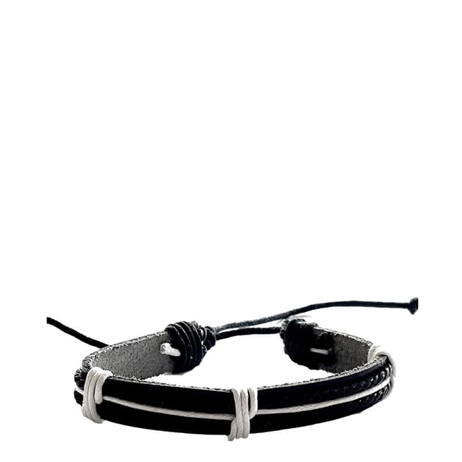 Stephen Oliver Black & White Leather Adjustable Bracelet
