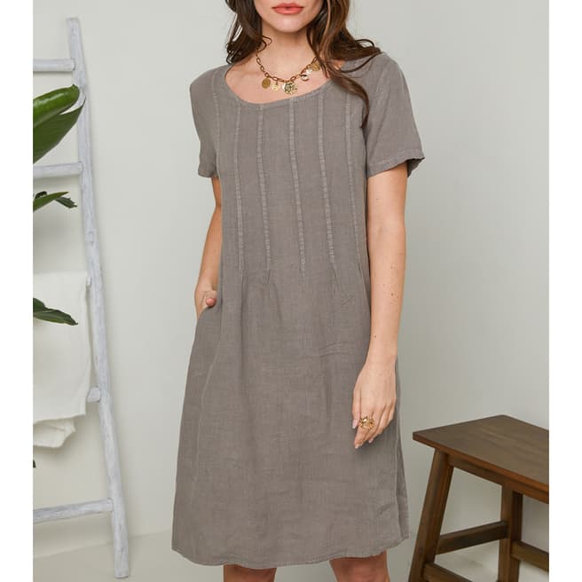 Rodier Taupe Linen Mini Dress