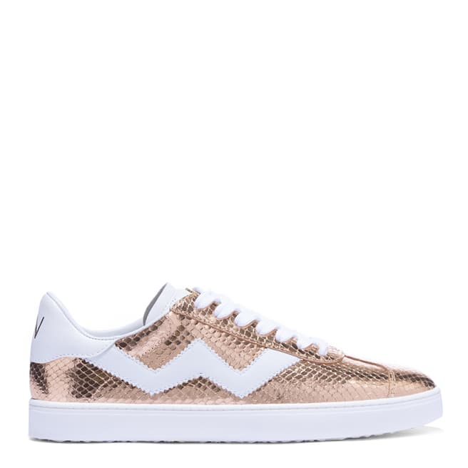 Stuart Weitzman Gold Snake Effect Leather Daryl Sneakers