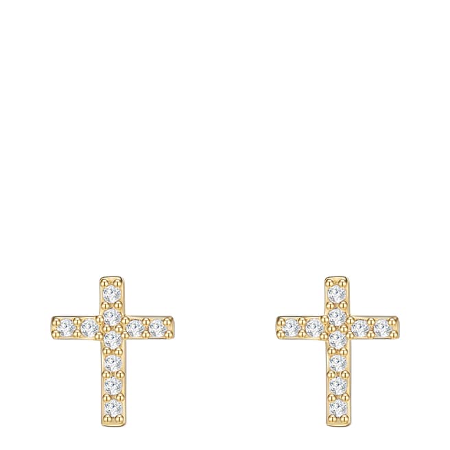 Nahla Jewels White/Yellow Gold Cross Stud Earrings