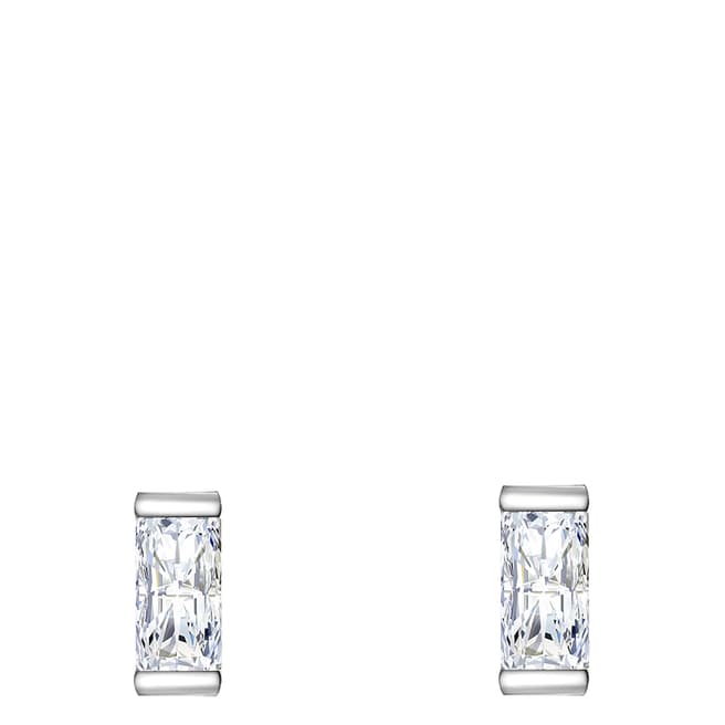 Nahla Jewels Silver/White Stud Earrings