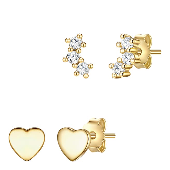 Nahla Jewels White/Yellow Gold Heart Stud Earrings