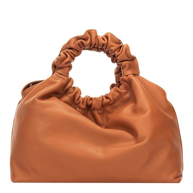 SCUI Studios Brown Leather Scrunchie Top Handle Bag