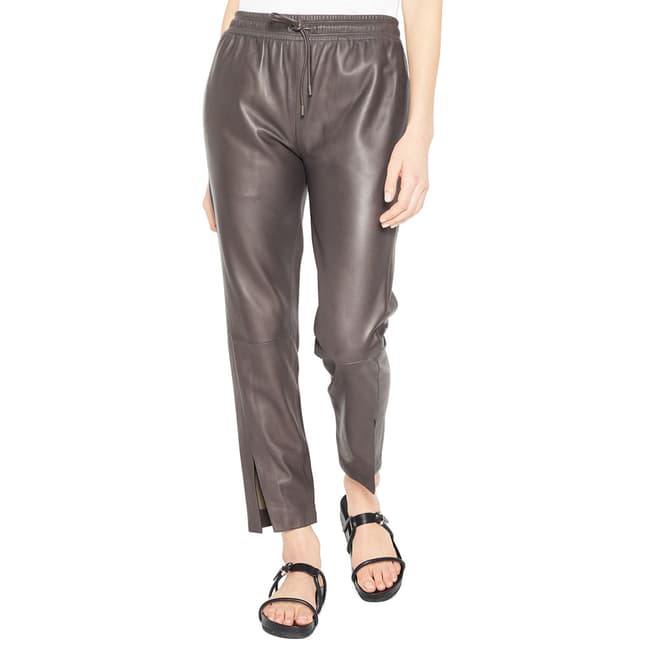 Theory Grey Leather Trousers