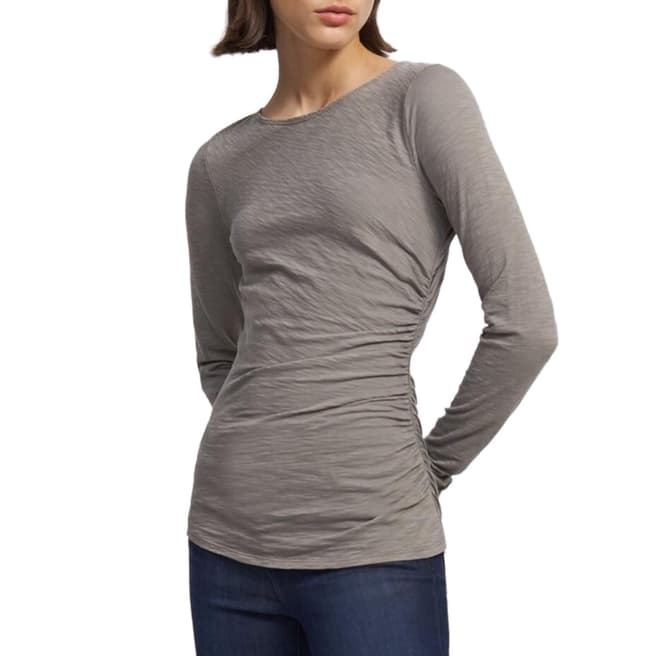 Theory Grey Boat Neck Cotton Top