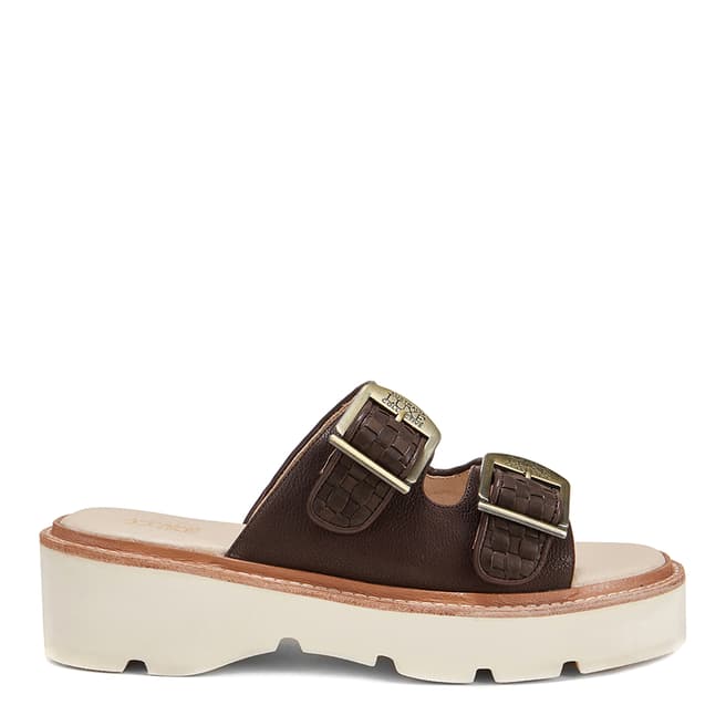 Australia Luxe Collective Dark Brown Leather Double Buckle Ahoy Sandals