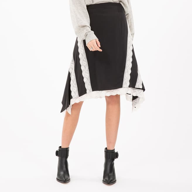 IRO Black/Ecru Asymmetric Present Skirt