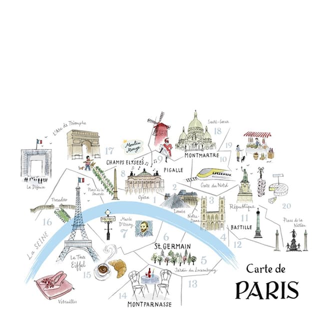 Paragon Prints Map of Paris 27x40cm Stretched Canvas