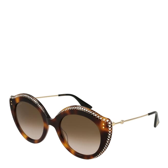 Gucci Women's Gold/Brown Gucci Sunglasses 52mm