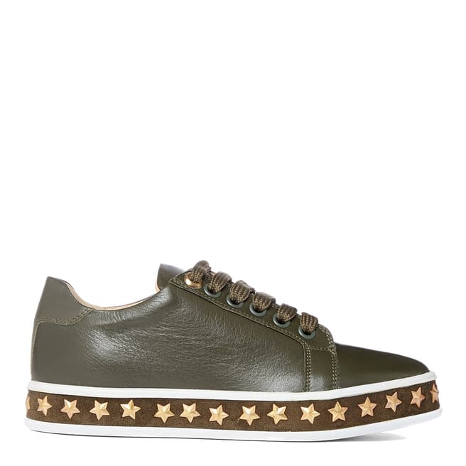 Inuovo Khaki Leather Gold Star Trainers 