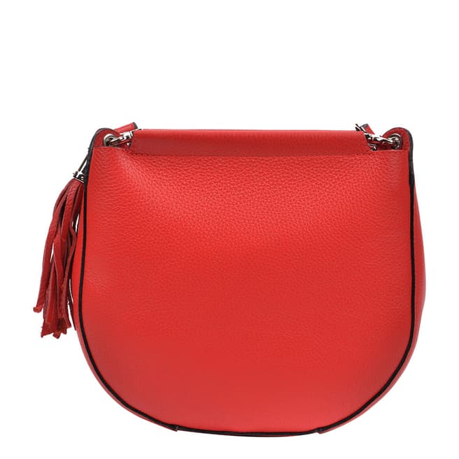 Anna Luchini Red Leather Tassel Detail Shoulder Bag