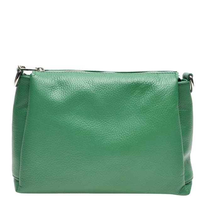 Carla Ferreri Green Leather Zip Detail Shoulder Bag