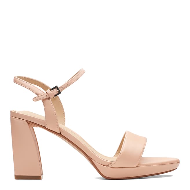Clarks Light Pink Leather Vista Strap Heeled Sandals