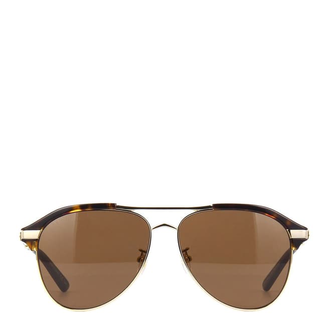 Gucci Men's Havana Gold/Brown Gucci Sunglasses 60mm