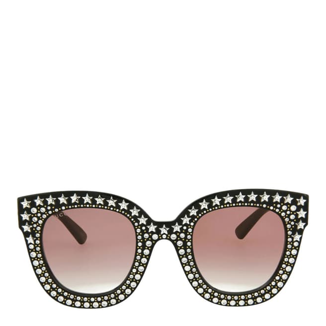 Gucci Women's Shiny Black Gucci Sunglasses 49mm