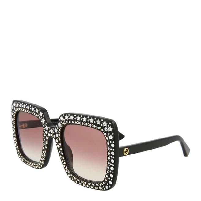 Gucci Women's Shiny Black Gucci Sunglasses 53mm