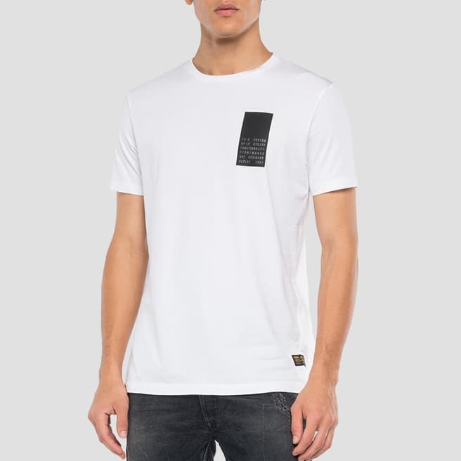Replay White Patch Cotton T-Shirt