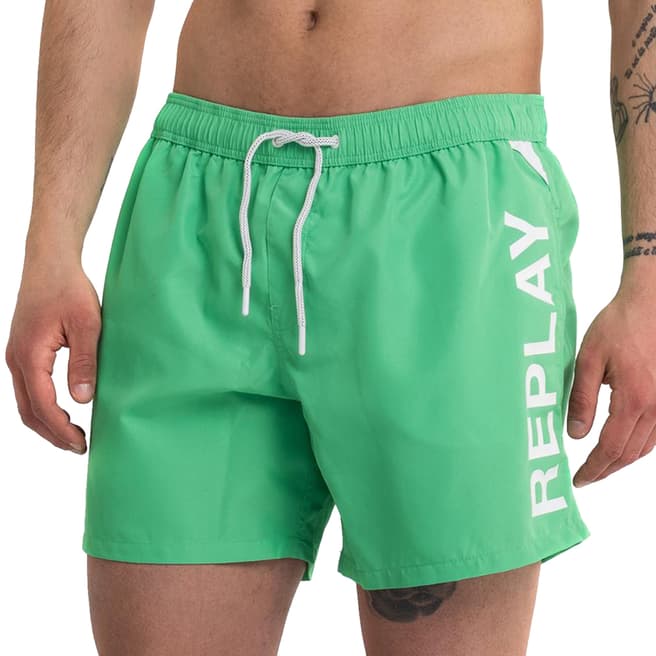 Replay Green Logo Swim Shorts