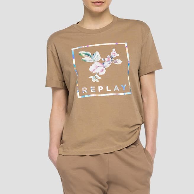 Replay Mud Rose Label Cotton T-Shirt
