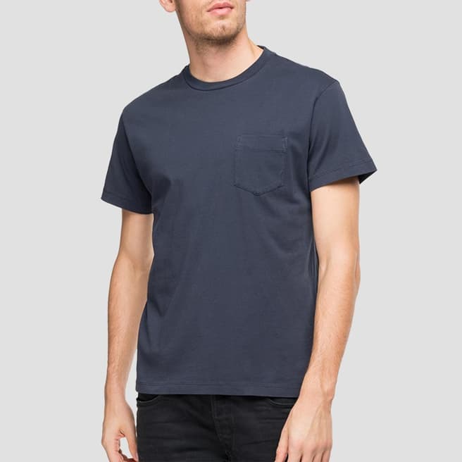 Replay Navy Pocket Cotton T-Shirt