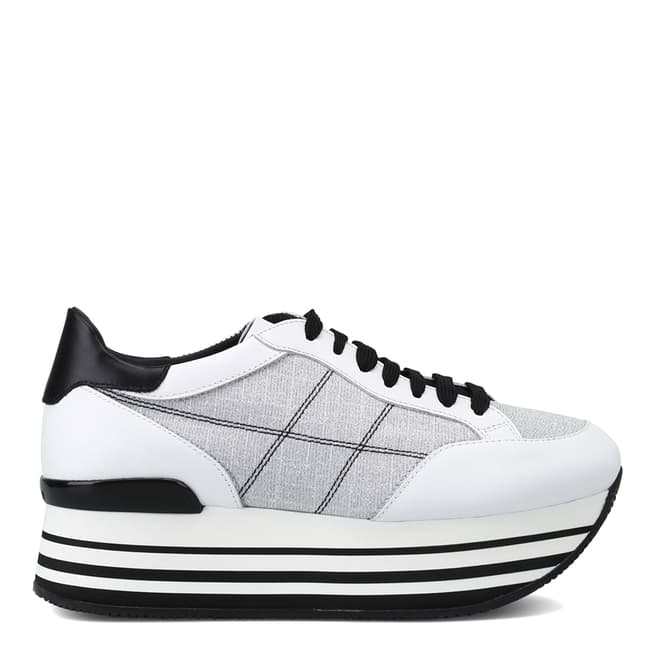 Hogan White Grey And Black Platform Sneakers 