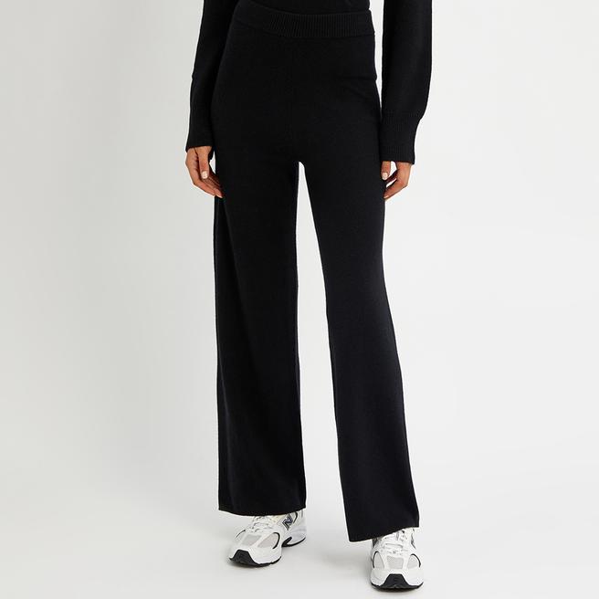 N°· Eleven Black Cashmere Blend Straight Leg Jogger