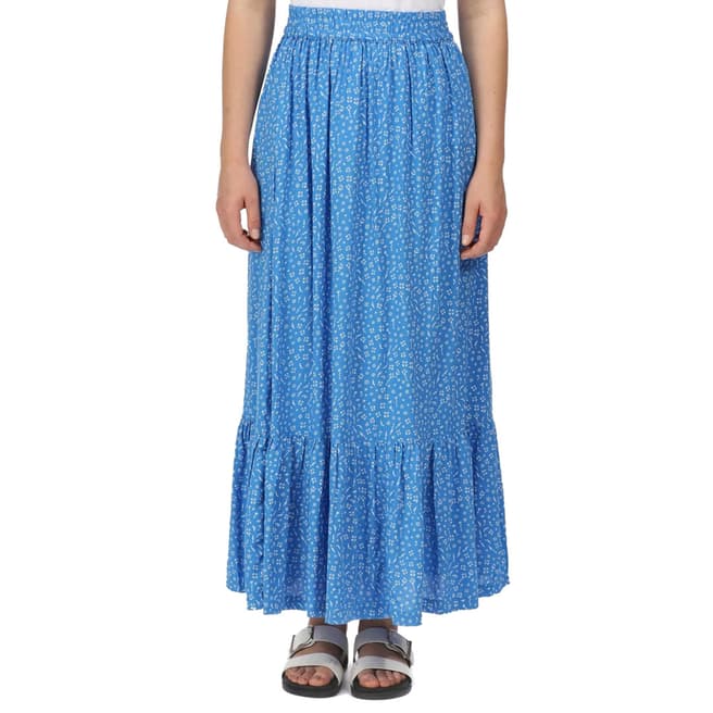 Regatta Blue Ditsy Printed Tiered Skirt