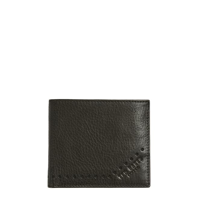 Ted Baker Black Rope Brogue Leather Bifold Wallet