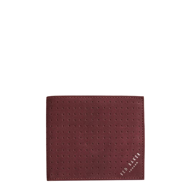 Ted Baker Oxblood Sandbar Perforated Nubuck Leather Bifold Wallet
